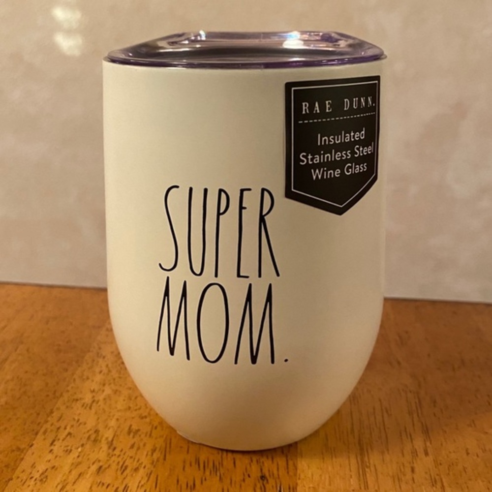 Rae Dunn SUPER MOM Insulated Stainless Steel Wine Glass BRAND NEW!!